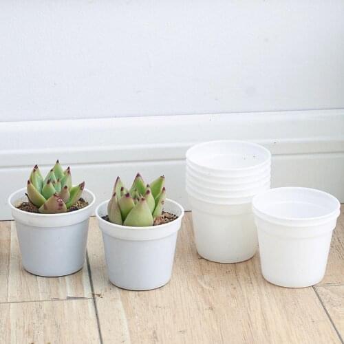 10pc Seedling Transplanting Pots Black White Plastic Small Round Flower Pot For Succulent Planting Plate Garden Grow Nursery Box