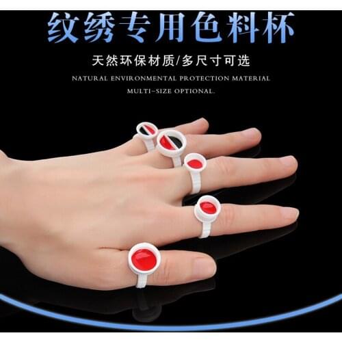 100pcs Disposable Glue Ring Eyelash Extension Holder Glue Ring Pallet For Tattoo Pigment Adhesive Gel