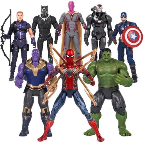 18cm Marvel Avengers 3 Civil War Heros Ironman Spiderman Hulk Black Panther Widow Movable Action Figure Model Toys Brinquedos