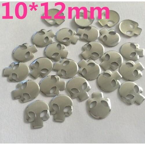 200pcs 10*12mm Hot Fix Rhinestuds Skull 3D Nail Art Metal Studs Spikes Decoration Clothes Rhinestones panel pressing Studs