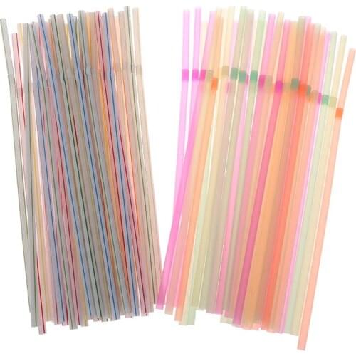 200Pcs Birthday Celebration Non Toxic Wedding Accessories Restaurant Colored Party PP Disposable Bendable Drinking Straw