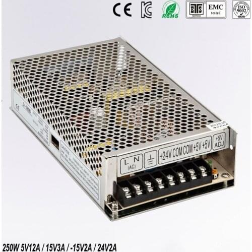 250W D Quad output 5V 15V -15V 24V Switching power supply AC to DC SMPS 1 order Q-250W