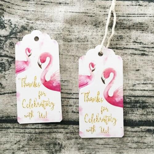 50pcs Flamingo Paper Gift Tag Labels Hanging Cards Thank You DIY Crafts for Birthday Wedding Party Decoration Accessory for home