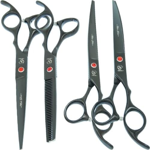 7.0" Pet Scissors Japan 440c Big Professional Curved Animals Grooming Cutting Scissor Dogs Thinning Shears Forceps Comb B0026A