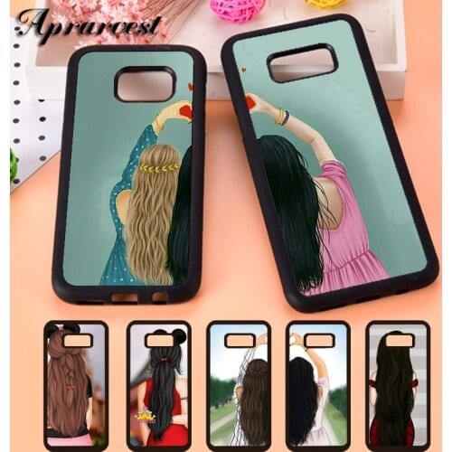 Aprarvest Girls Brunette Blonde Best Friends BFF Matching Phone Case For Samsung S5 S6 S7 edge S8 S9 Plus S10 S10E Note 5 8 9 10