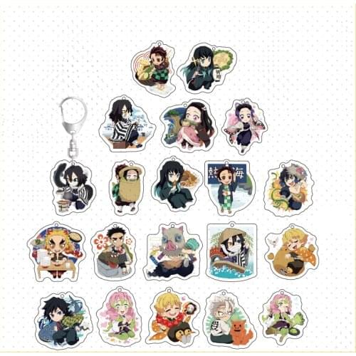 Cute Anime Keychain Demon Slayer Kimetsu No Yaiba Bag Pendant Keyring Kamado Nezuko Tanjirou Agatsuma Zenitsu Tomioka Giyuu