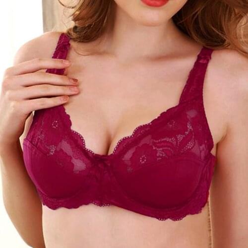 Full Cup Bras Sexy LacePlus Size Bra Ultrathin Lace Bralette For Woman Push Up Brassiere Adjustable Underwear Girls