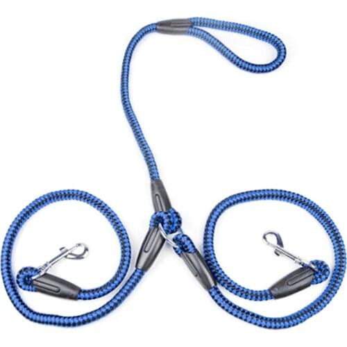 Double Dog Leash One Drag Braided Tangle By Strong Nylon Ribbon For Walking Training Adjustable Size Pet Safety Traction Rope