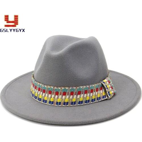 Fall Winter Woolen Felt Fedora Hat for Women Men Eleagnt Jazz Panama Party Gift Cotton Cowboy Adult Hat and Caps