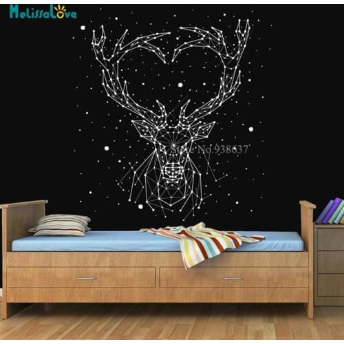 Geometric Deer Costellation Decal Elk Outer Space Office Bedroom Decor Living Room Nursery Vinyl Wall Sticker Art BD010