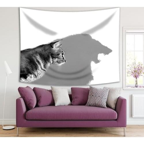 Tapestry The Lion Within House Cat Casting Lions Shadow Confidence Bravery Theme Art Gray White