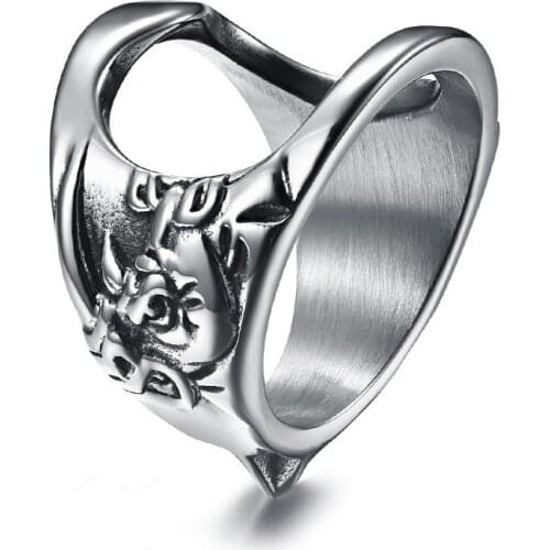 Rhino Head Self-defense Broken Screwdriver Bottle Opener Multifunctional Mens Irregular Titanium Steel Ring