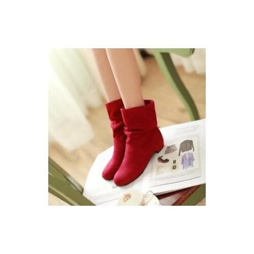 2020Hot autumn and winter velvet boots scrub womens boots shoes spring boots female cotton boots low thick heel