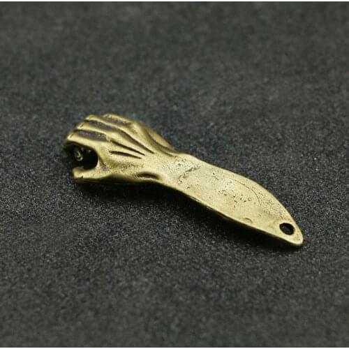 2021hot reative multifunctional handmade pure copper keychain men help you with creative arm bottle opener brass car key pendant