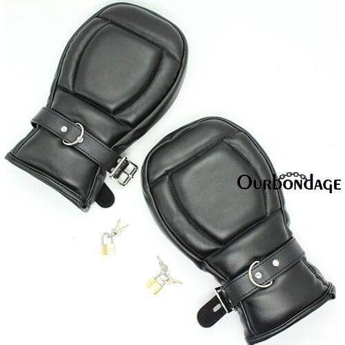 Ourbondage 2 Color PU Leather Soft Padded Puppy Mitts Hand Cuffs Bondage Restraints BDSM Lock Mitten Sex Toy