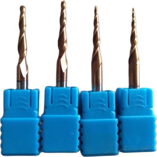 4pcs/lot Tapered Ball Nose End Mill D4*20.5*50L*2F HRC55 Solid Carbide Coated Cone CNC Milling Cutter Engraving Grinding Bit