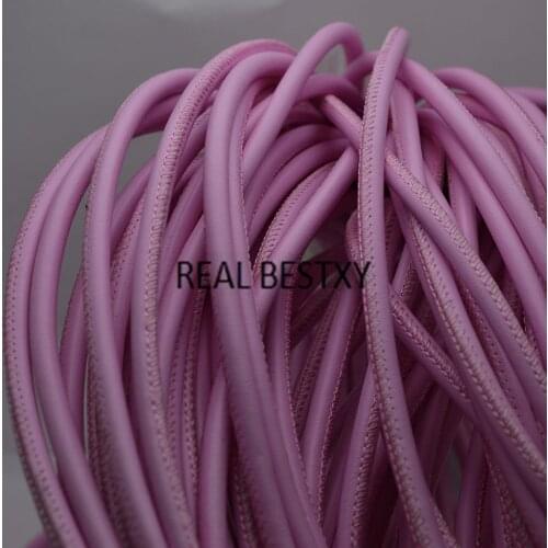 REAL BESTXY 1m/lot 5mm pink leather cord Stitched round leather cord leather strip For Jewelry Marking bracelets sewing cords