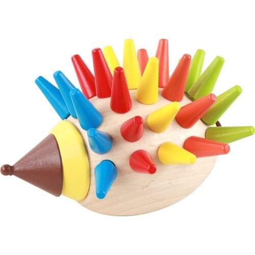 DIY magnetic colorful Hedgehog knocked toys wooden building blocks children early childhood education Toys