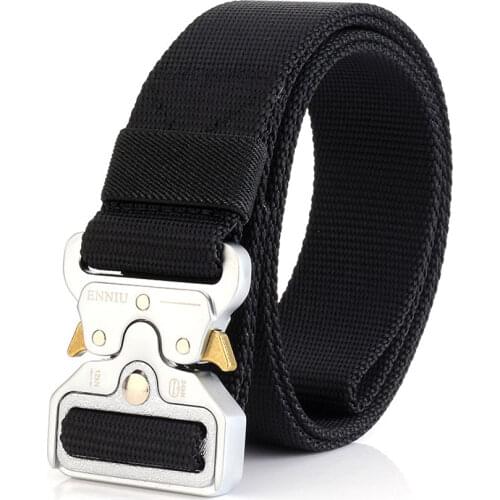 Fashion Tactical Men Belt True Nylon Belt for Jeans Pants Canvas Army Style Belt Metal Buckle Designer Waist Belt Hunting Gift