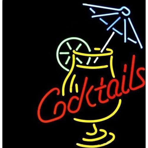 NEON SIGN For Cocktail Martini Umbrella Cup Signboard REAL GLASS BEER BAR PUB display RESTAURANT outdoor Light Signs 17*14"