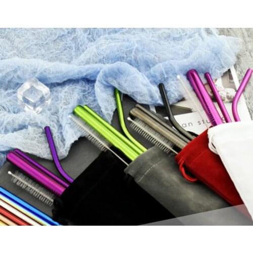 Stainless Steel Drinking Straws 10 Colors 5pcs/set Straight Bend Colorful Rainbow Reusable Bra Tea Straws SN1648