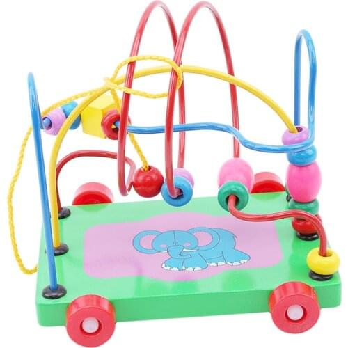 New Intelligent Magic Beads Kids Wooden Trailer Around the Bead Puzzle Early Childhood Wood Toys Baby Beaded Wooden Toys