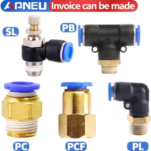 Pneumatic PC PCF PL PLF Pneumatic connector 4mm-12mm fitting thread 1/8" 1/4" 3/8" 1/2" air Thread Female Straight Air Fitting