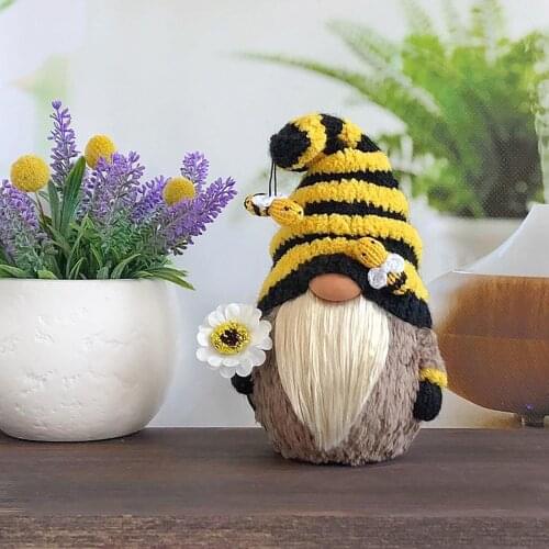 Sunflower Bee Faceless Doll Ornaments Bee Gnome Dwarf Plush Figurines Miniatures Cute Cartoon Character Decorations Home Decor