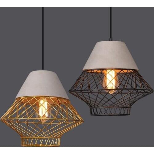 Retro Wrought Iron Cement Pendant Lights Creative Restaurant Dining Room Loft Bar Hanging Light Living Room Decor Coffee Lamp