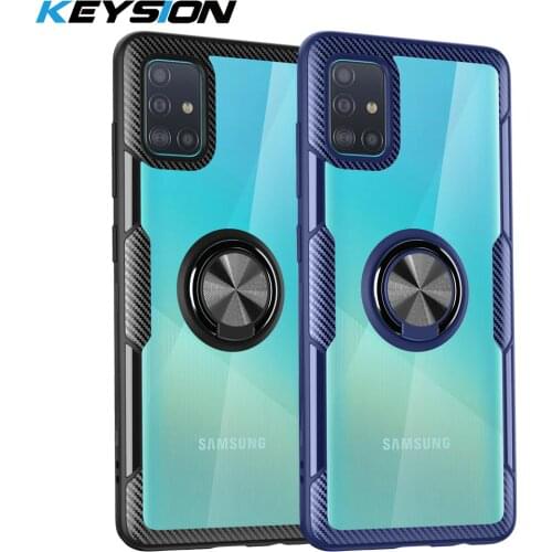 KEYSION Transparent Ring Case For Samsung A51 A71 A70 A50 A40 A30 A20 A10 Shockproof Phone Cover for Galaxy S20 Ultra S10 Plus