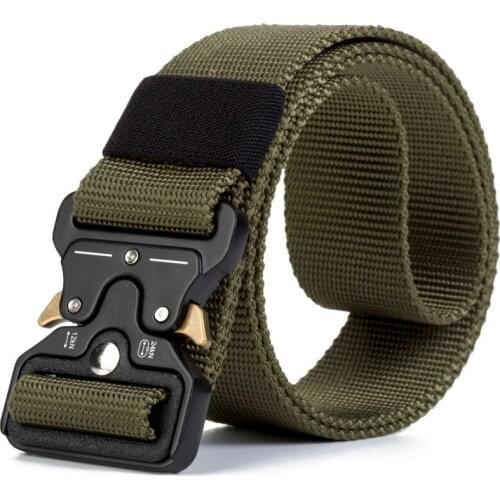 Tactical Mens Military Belts Heavy Duty Army Adjustable Nylon Belt Outdoor Police Metal Buckle Belt Long 125cm Wide 3.8cm