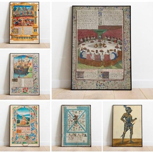 Medieval codex/ Irish ancient/ Irish history. fighting knights Poster Photo Poster Print Wall Art. middle age Home Decor