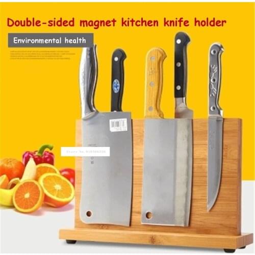 High Quality Multi-function Household Kitchen Knife Holder Kitchen Supplies Bamboo Magnetic Knife Holder Bar Storage Knife Stand