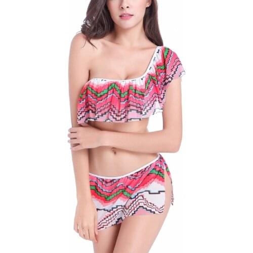 Mounchain Women Sexy Bikini Swimsuit Set Cute Ruffle Backless Bra + Shorts Swimwear Beach Wear Swimsuit Girls Summer Bikini