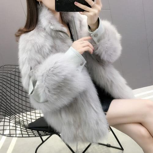 Autumn/Winter New Faux Fur Coat Womens Short Plus 2019 Winter Fashion Slim Imitation Fox Plus Coat