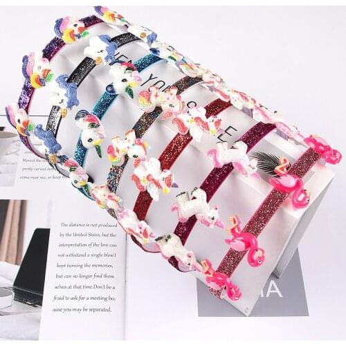 1 PC Girls Glitter Headband Cartoon Animal Sweet Resin Unicorn Hairband for Party Shiny Laser Hair Accessories
