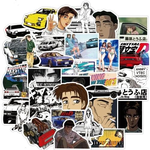 10/50PCS Initial D Stickers Laptop DIY Fridge Guitar Luggage Skateboard Phone Car Bike Waterproof Graffiti Sticker Decals