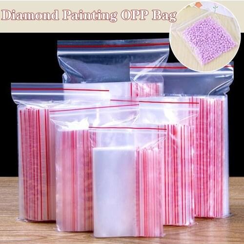 100/500Pcs 5D DIY Diamond Painting Tools Plastic Self Adhesive Bags Diamonds Rhinstones Jewelry Storage Sealing Bag Wholesale