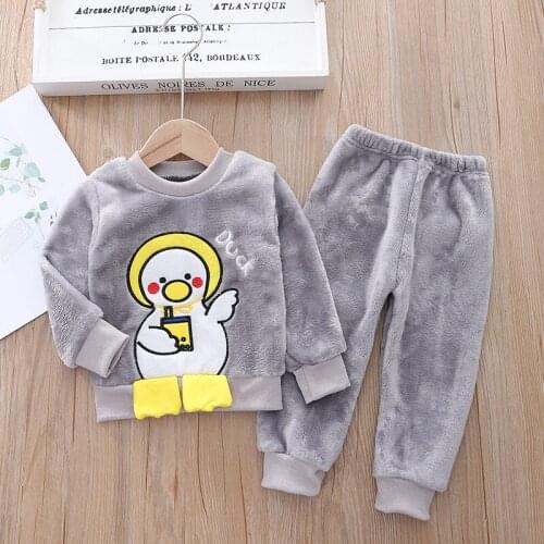 2-4 Yesrs Baby Suit Infant Clothing Of Girl Winter Kids Sets Flannel Childrens 2pcs Suit Boys Todder Homewear Pajamas Set Cute