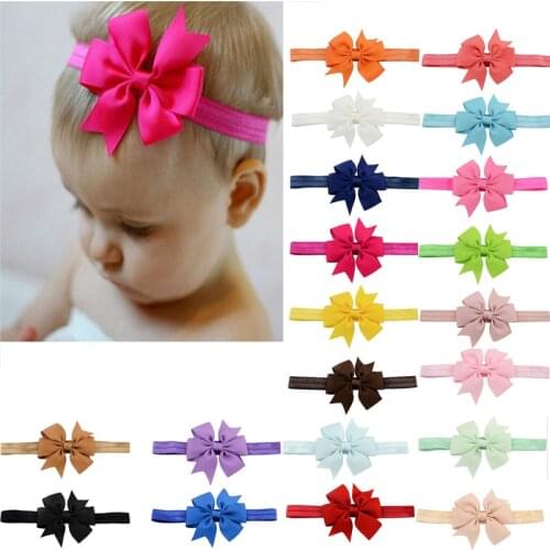 20 Pcs/lot Girl Hair Bow Headband Elastic Hair Bands for Newborn Infant Toddler
