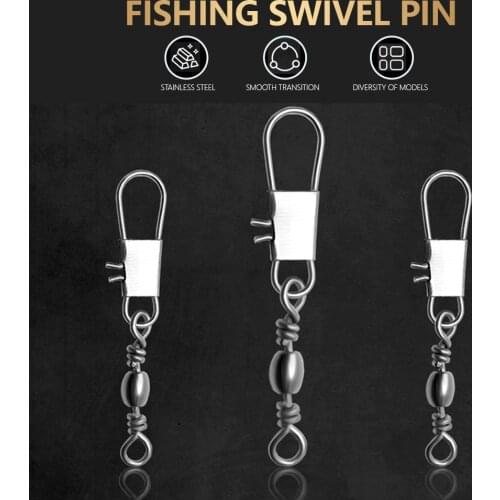 10pcs/Lot Stainless Steel Fishing Swivel Snap Ball Bearing Lock Rolling Connector Hooked Pin Fishhook Tackle Accessories