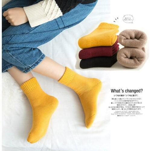 Muluhu 2019 Winter Socks Women Socking Thick Cotton Casual Solid Socks Streetwear Harajuku Kawaii Funny Warm fluffy Socks female