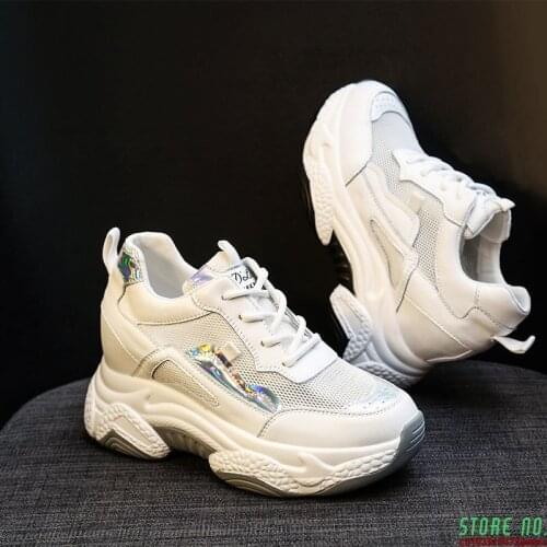 2020 summer new Genuine Leather running shoes increased in the thick soles breathable casual sports shoes for women ZP-112