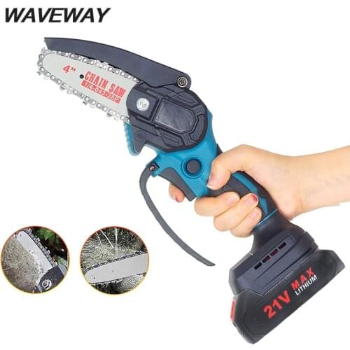 4 Inch Mini Electric Chain Saw Chainsaw With Battery Indicator Rechargeable Woodworking Garden Tools For Makita 18V Battery