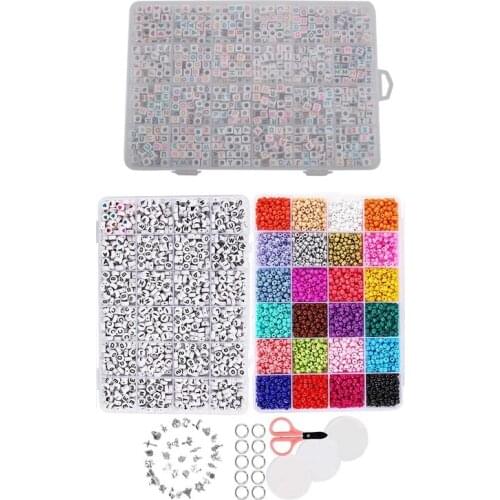 1200Pcs Acrylic Mixed Letter and Number Beads & 1 Set Jewelry Making Kit Beads for Bracelets - Bead Craft Kit Set