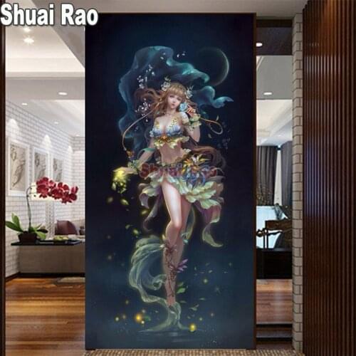 Large size Diamond Painting Fairy,Full Square Round 5D DIY Diamond Painting Embroidery Crystal Cartoon Portrait Cross Stitch Gif