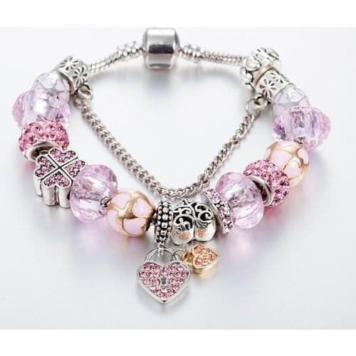 ANNAPAER 2019 Retro Newest European Heart Pink Charm Bracelets For Women Chain Bracelets & Bangles DIY Jewelry Pulseras B16069