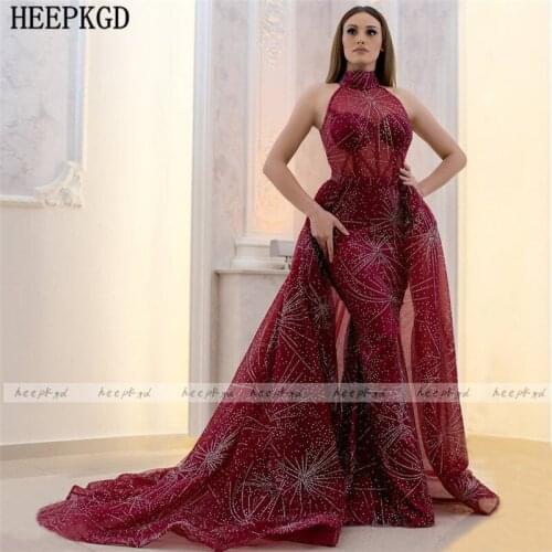 Shiny Snowflake Mermaid Long Evening Dress Backless Detachable Train Plus Size Pageant Dresses Special Occasion Prom Gowns