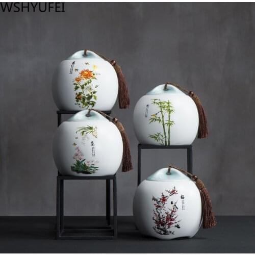 Large capacity Ceramic jar tea caddy Tieguanyin storage tank travel Tea Boxes Powder Sealed Jar tea containers coffee canister