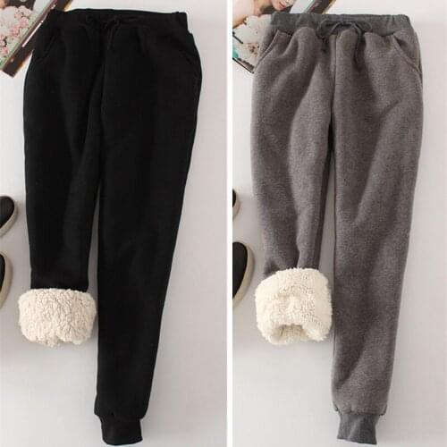 Ryfix 2XL Women Pant Winter Thick Lambskin Cashmere Pants Warm Female Casual Pants Loose Harlan Pants Long Trousers BG248